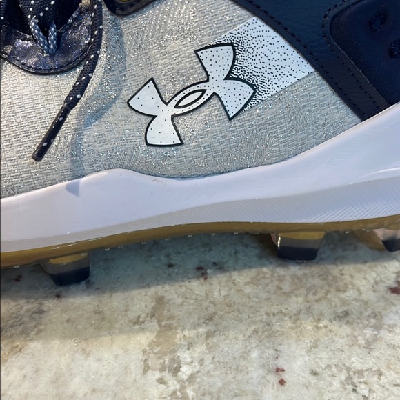 Under Armour Harper 8 Elite TPU "White/Midnight Navy" Men's Baseball Cleat - Picture 11 of 15